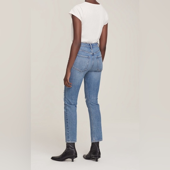 New! Agolde Riley High Rise Distressed Straight Jeans 👖 size 25 - Picture 6 of 13